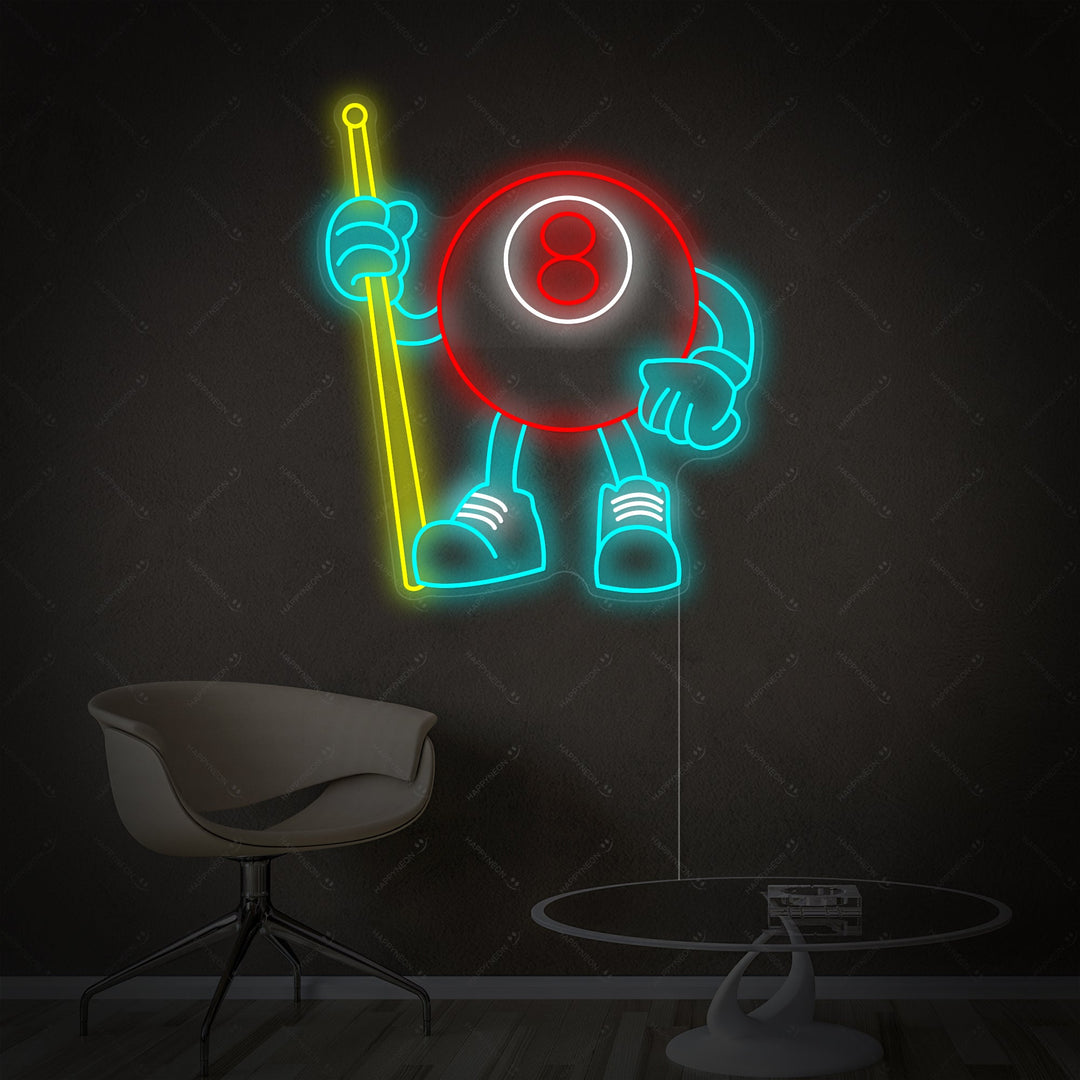 "8 Ball Billiards" Neon Sign