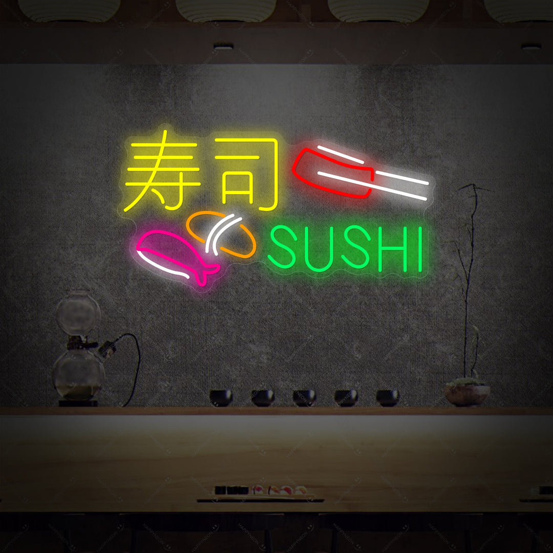 Sushi And Sashimi Neon Sign, Japanese Restaurant Decor