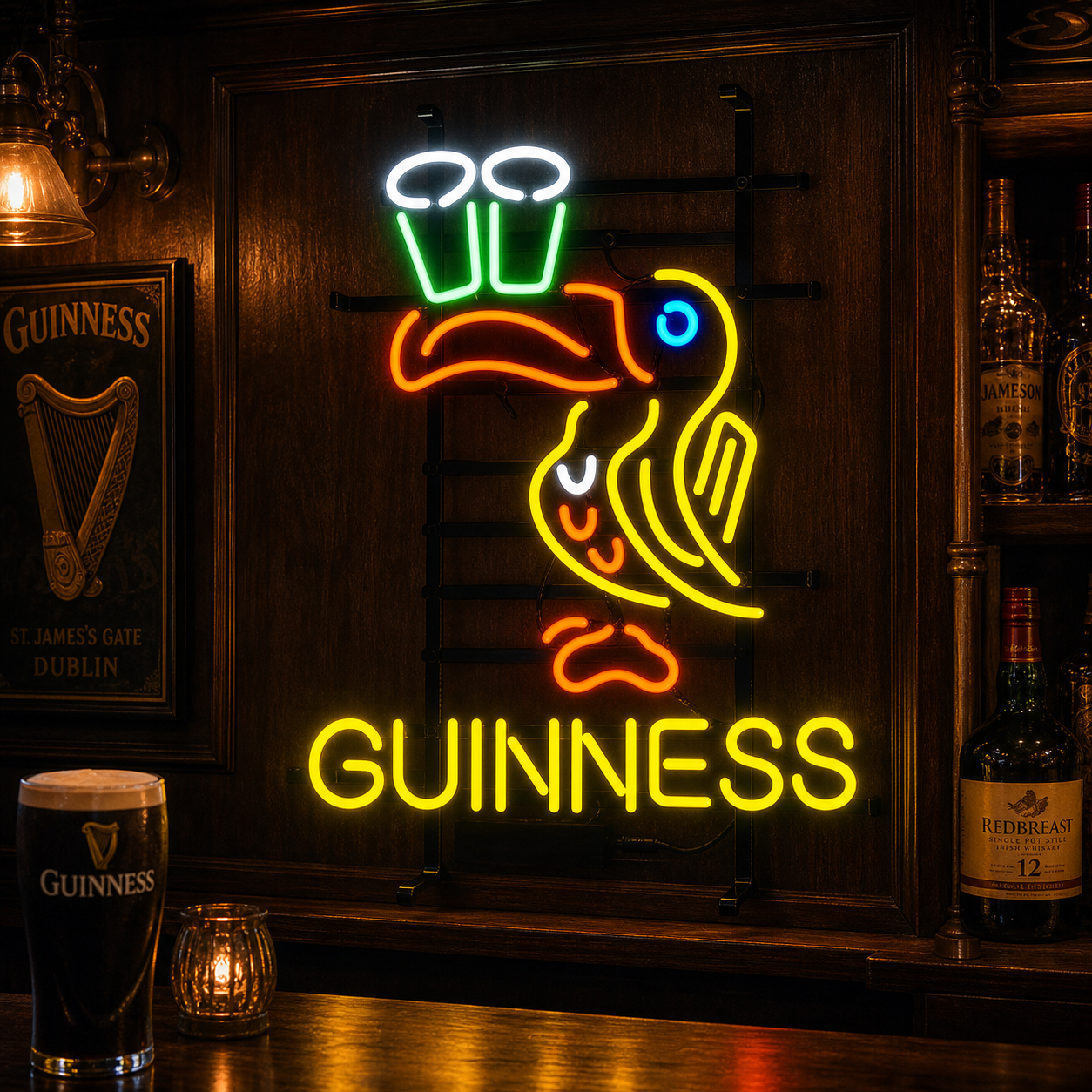 Guinness Irish Lager Ale Toucan Neon Beer Sign - HAPPYNEON