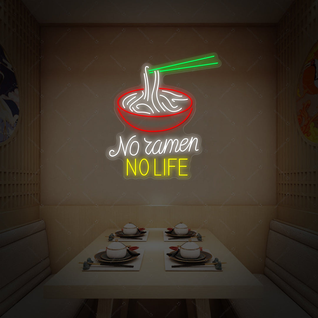 No Ramen No Life Neon Sign, Japanese Restaurant Decor