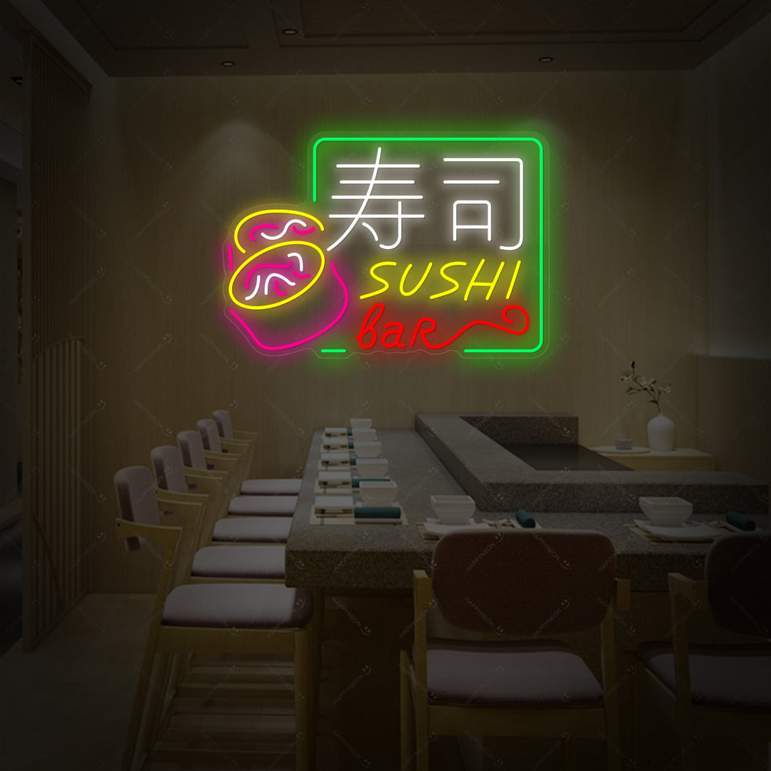 Sushi Bar Neon Sign, Japanese Restaurant Decor