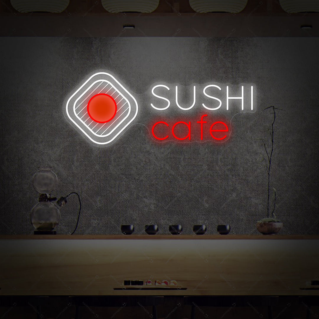 Sushi Cafe Neon Sign, Japanese Restaurant Decor