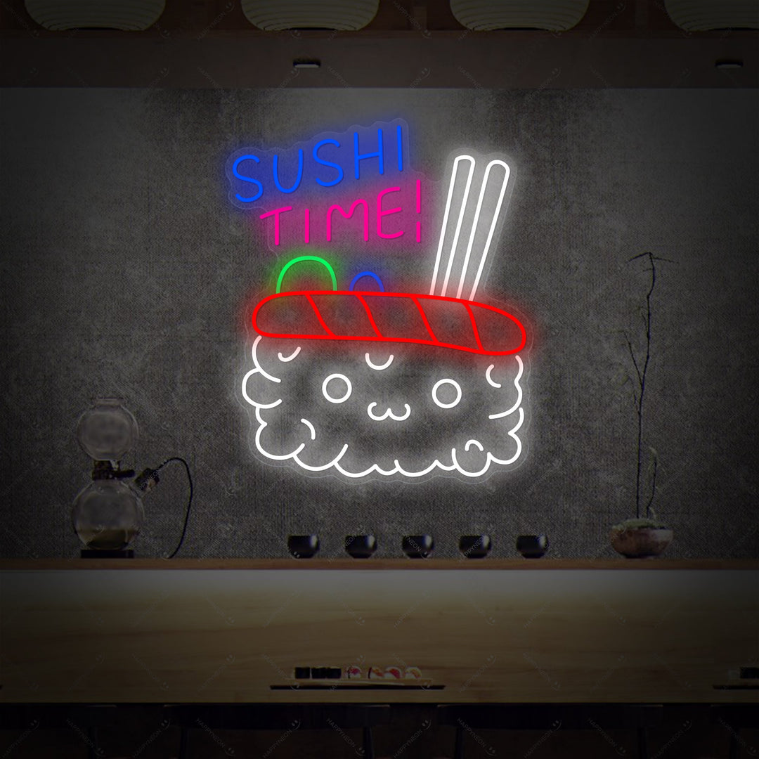 Sushi Time Neon Sign, Japanese Restaurant Decor