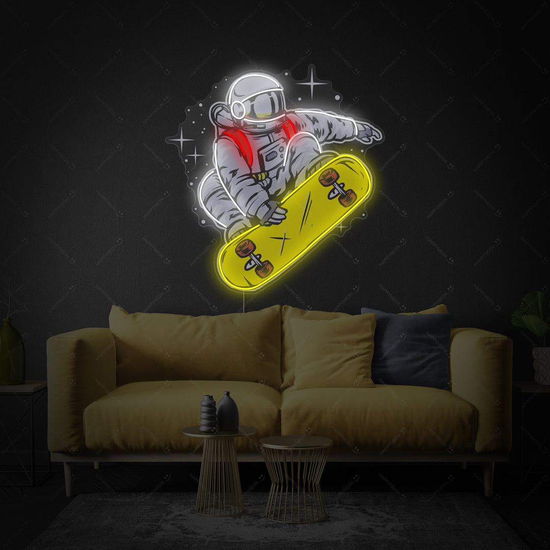"Astronaut On Skateboard" Neon Sign