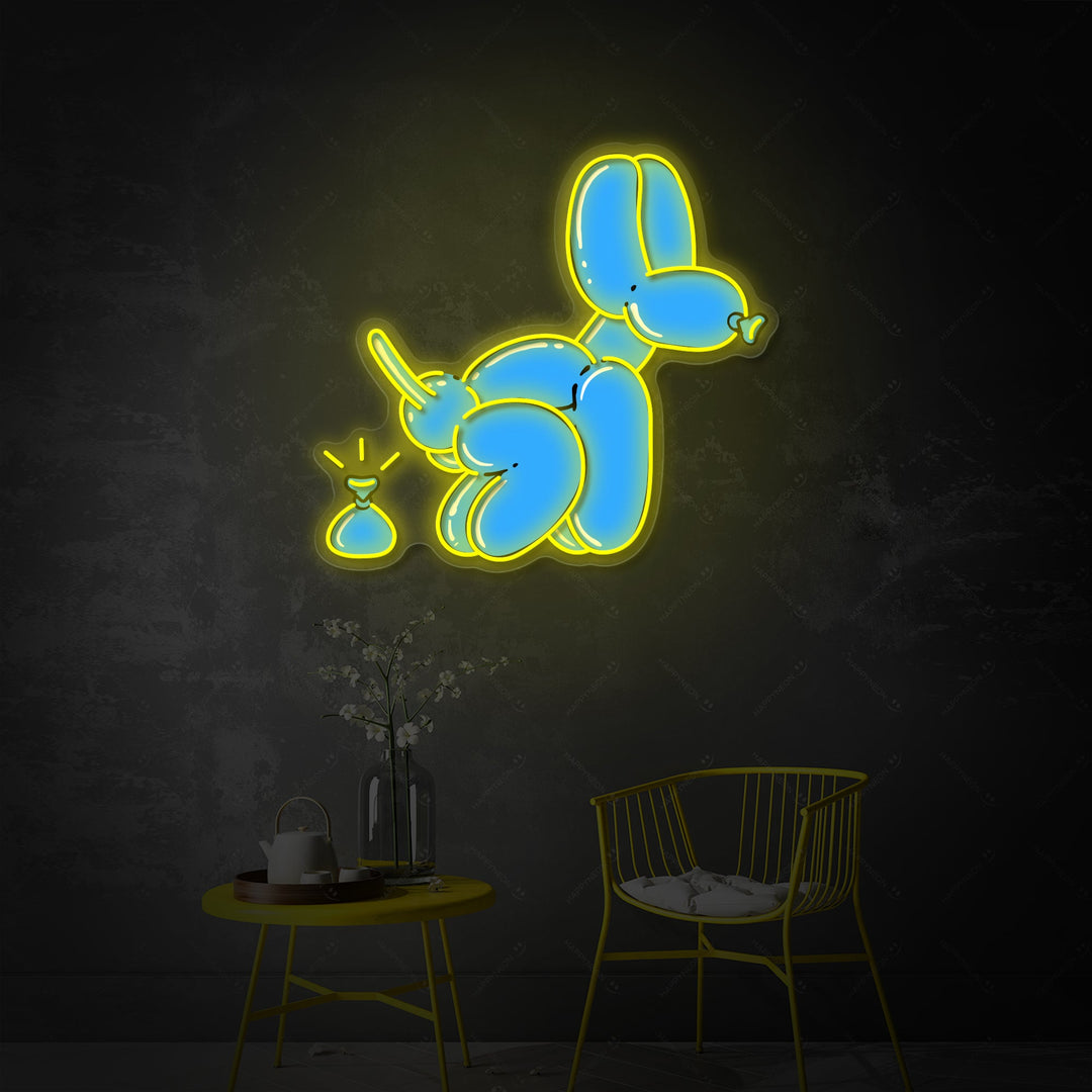 "Balloon Dog Poop Joke" Neon Sign