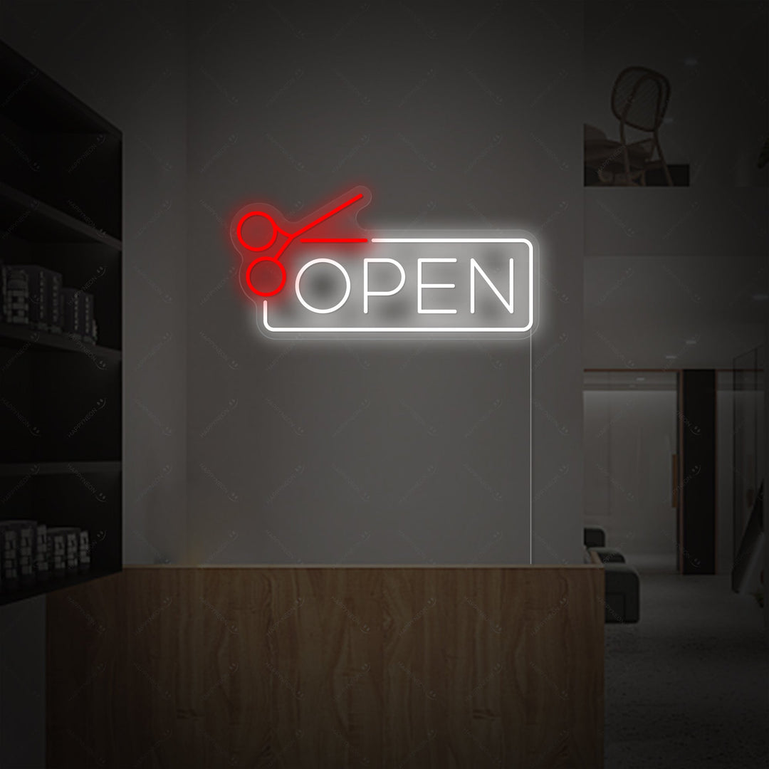 "Barbershop Open" Neon Sign