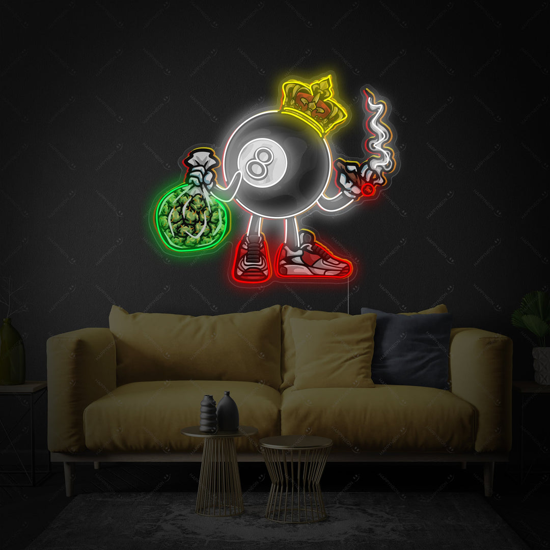 "Billiard Ball Smoking" Neon Sign