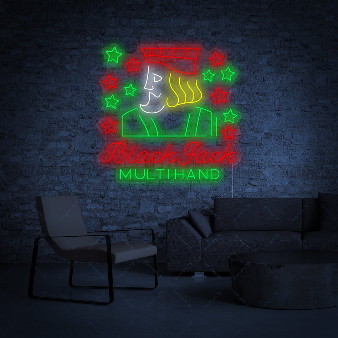 "Black Jack Multihand" Neon Sign