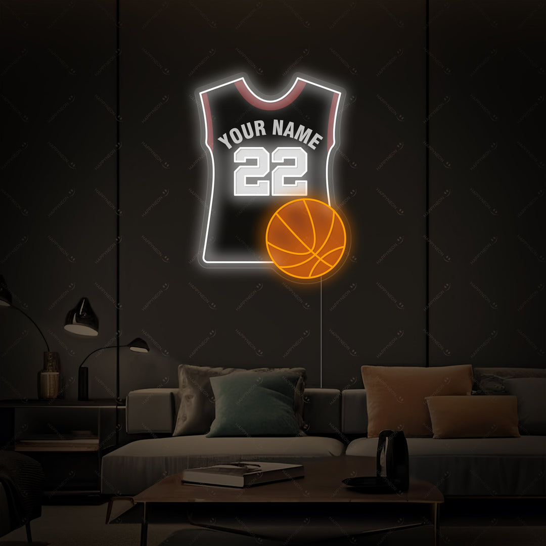 "Custom Basketball And Jersey" Neon Sign