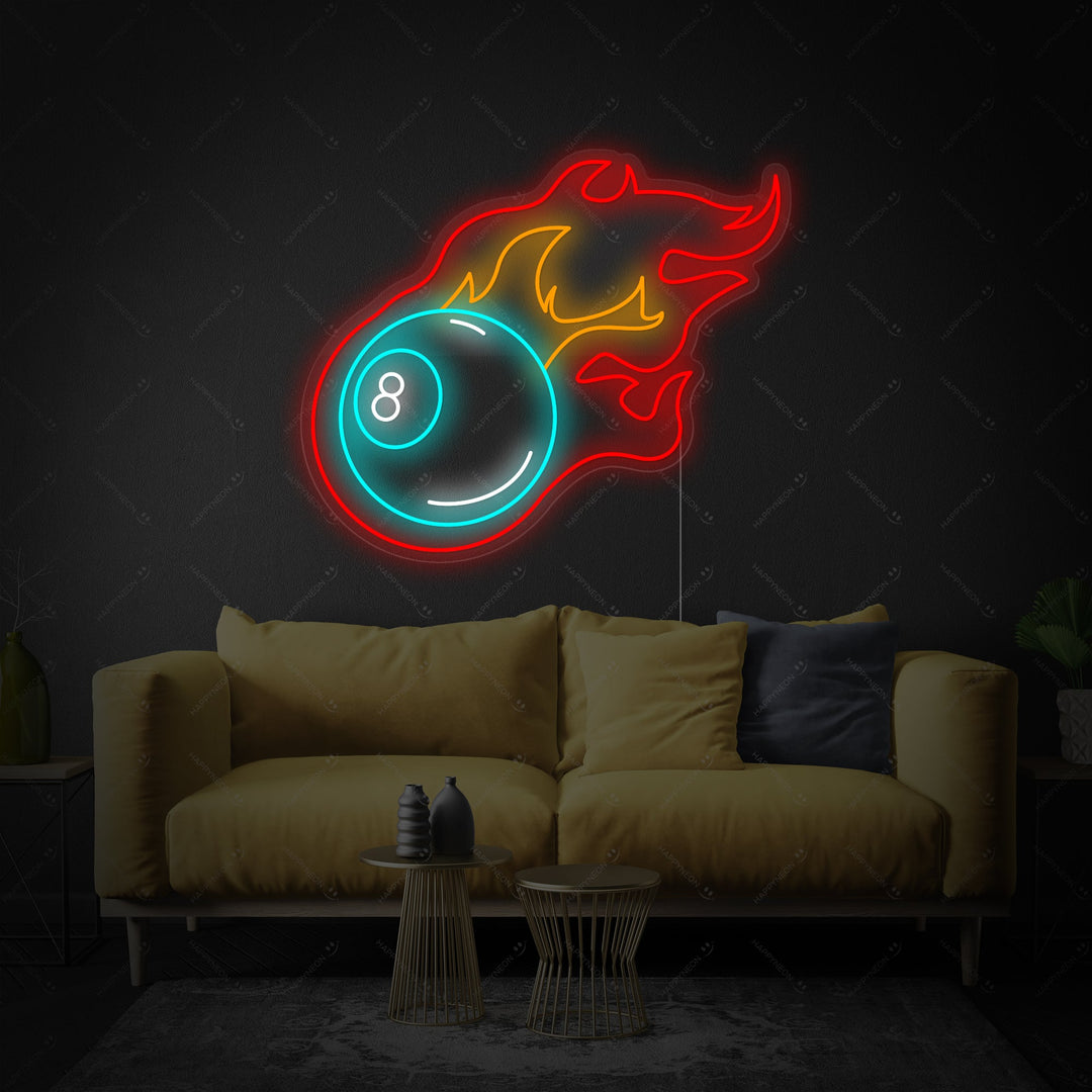 "Fire Billiards" Neon Sign