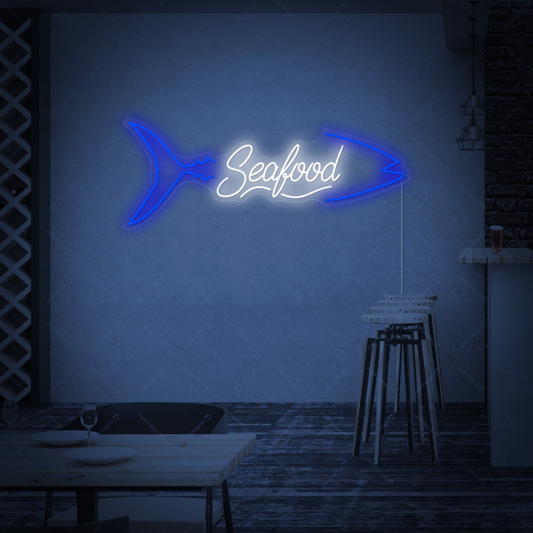"Fish And Seafood Lettering" Neon Sign