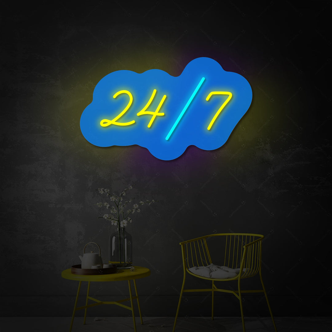 "Open 24/7" Neon Sign
