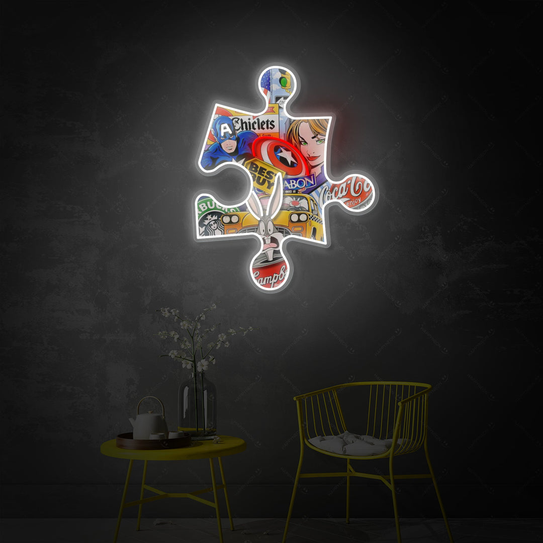"Pop Art Puzzle Piece" Neon Sign