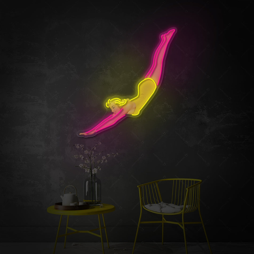 "Retro Diving Lady" Neon Sign