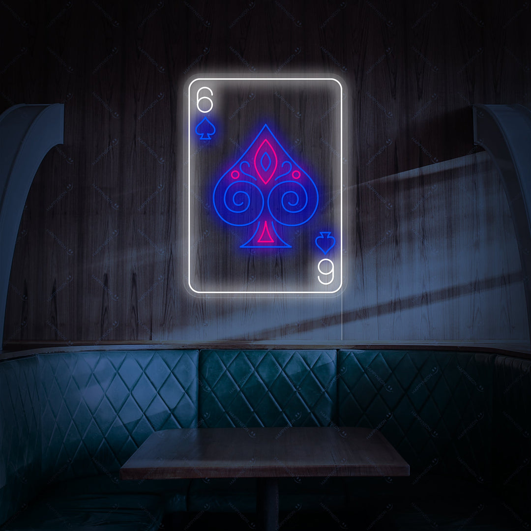 "Six Of Spades Playing Card" Neon Sign