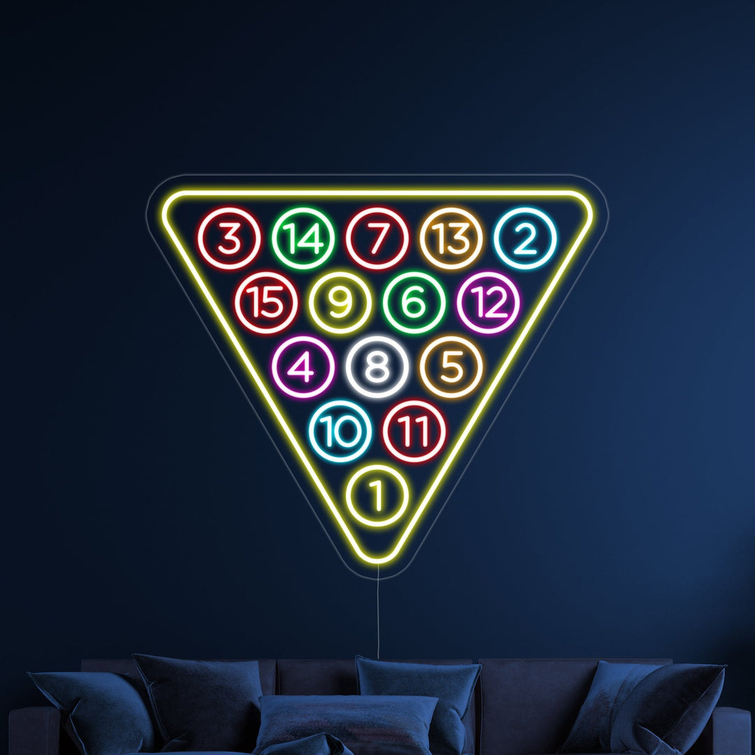 "15 Ball Billiards Pool" Neon Sign