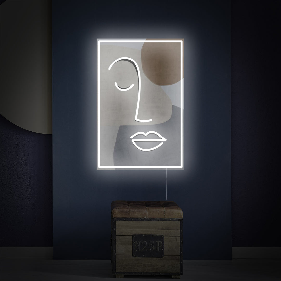 "Abstract Human Closed Eye, UV Print" Neon Sign