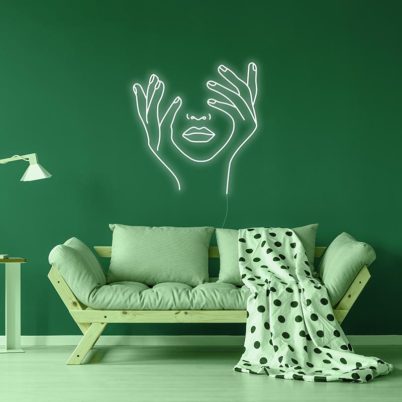 "Abstract Face Hand" Neon Sign