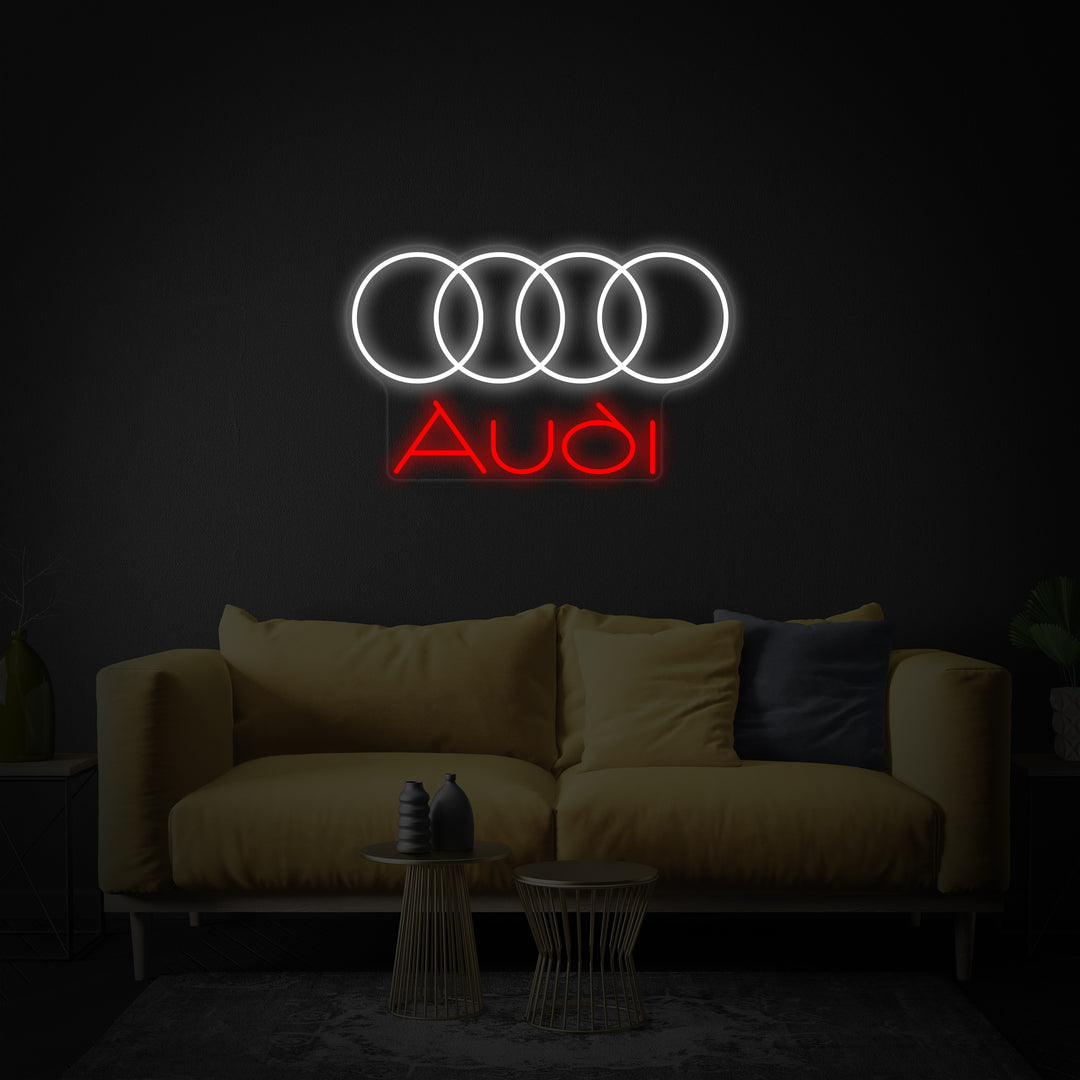 "Aud Car Four Circles" Neon Sign