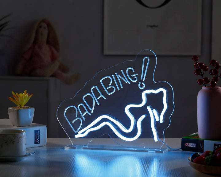 "Bada Bing Bar" Desk LED Neon Sign