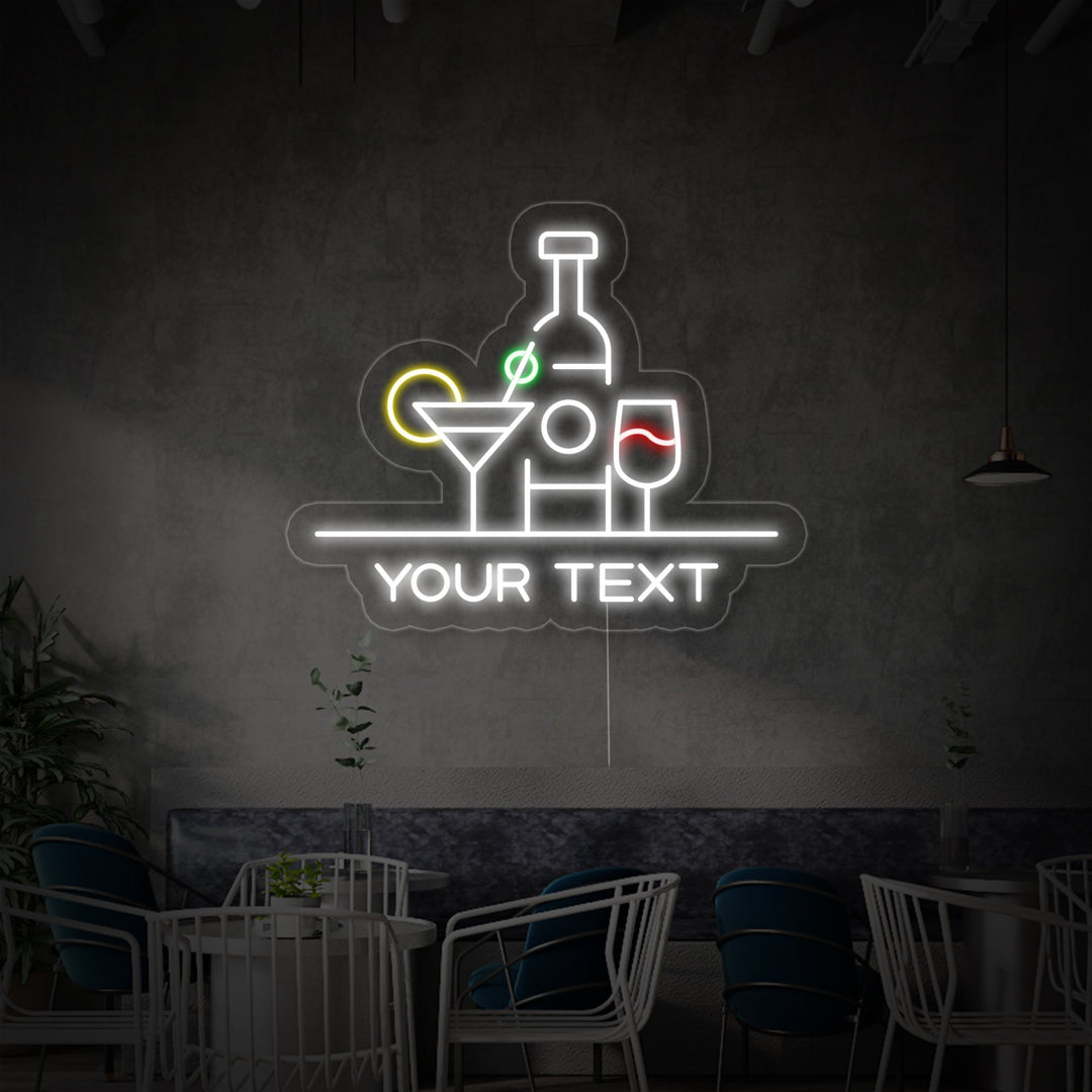 "Bar Bottles Cocktails" Neon Sign