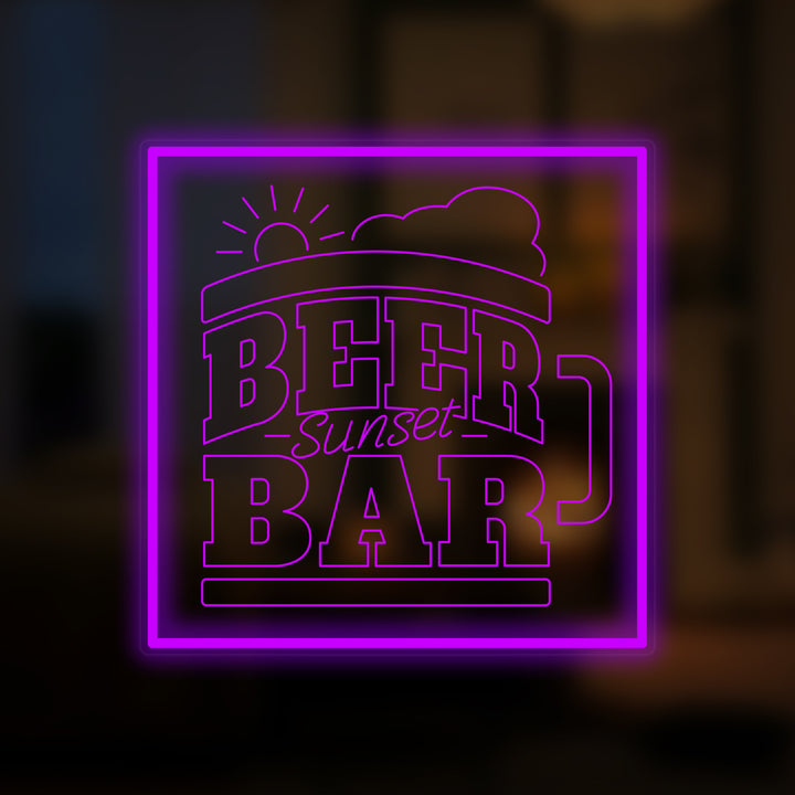 "Beer Bar Sunset" Mini Neon Sign
