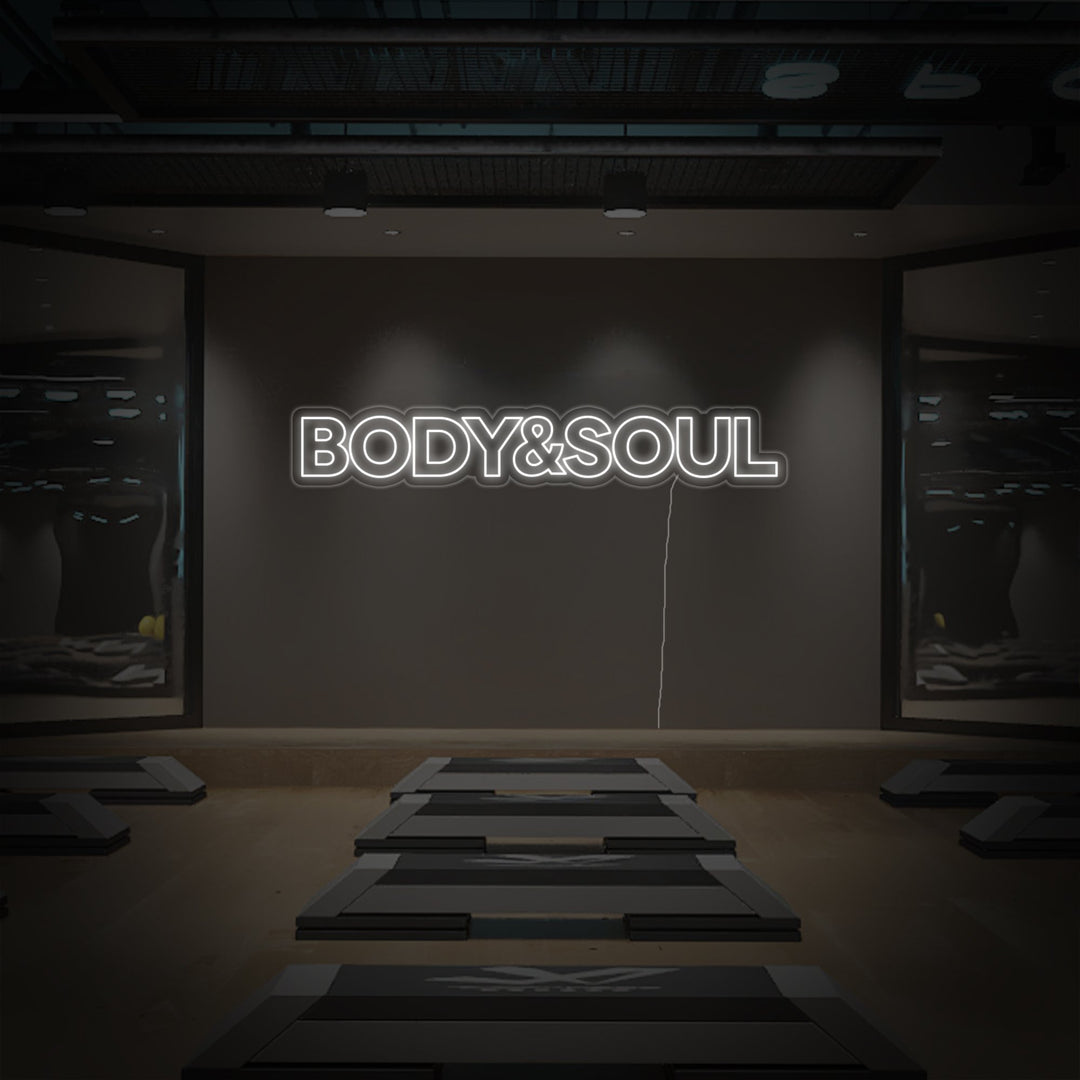 "Body and Soul, Gym Decor, Gym Quotes, Fitness Quotes, Workout Quotes" Neon Sign