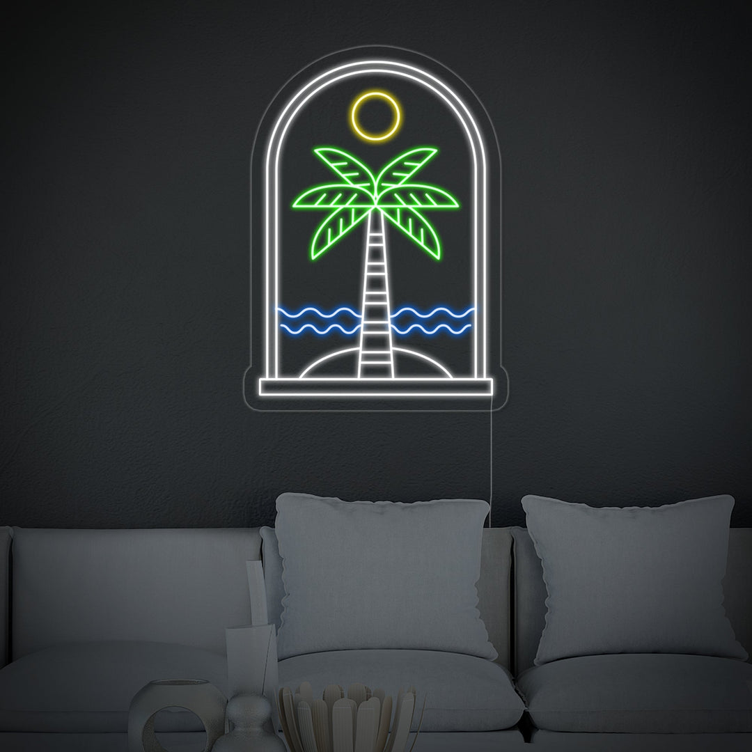 Bohemian Sun Palm Tree Water Neon Sign