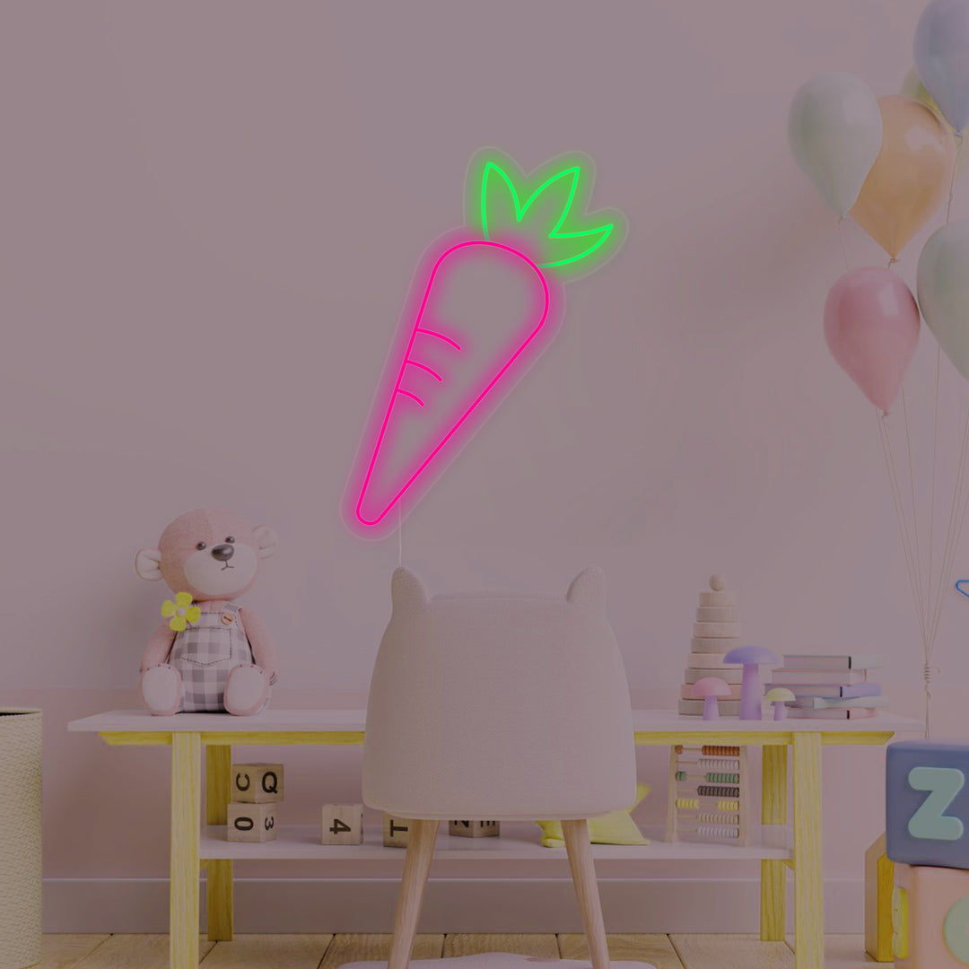 "Carrot Vegetable, Kids Room Decor" Neon Sign