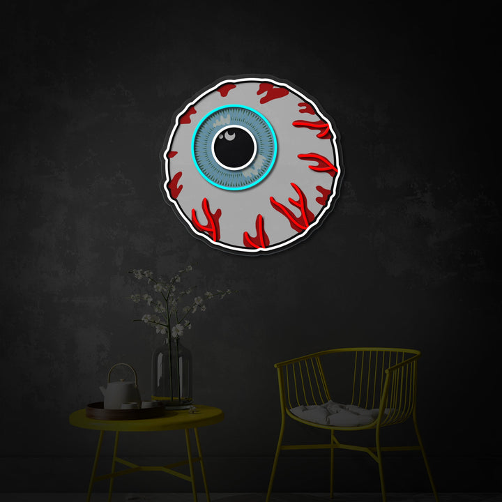 "Cartoon Eye Eyeball, Zombie Bomb" UV Print LED Neon Sign