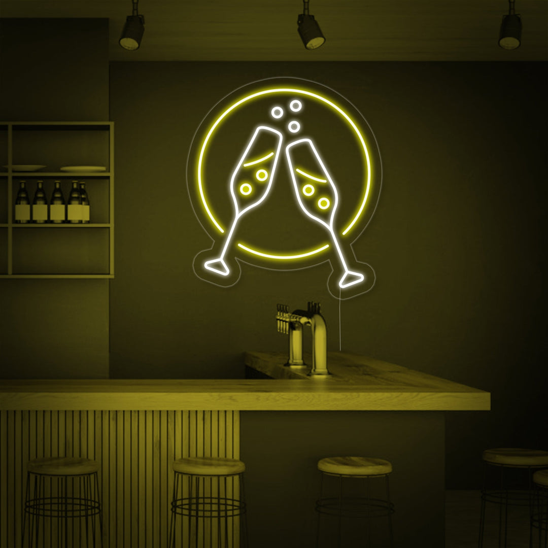"Champagne Glasses Cheers" Neon Sign