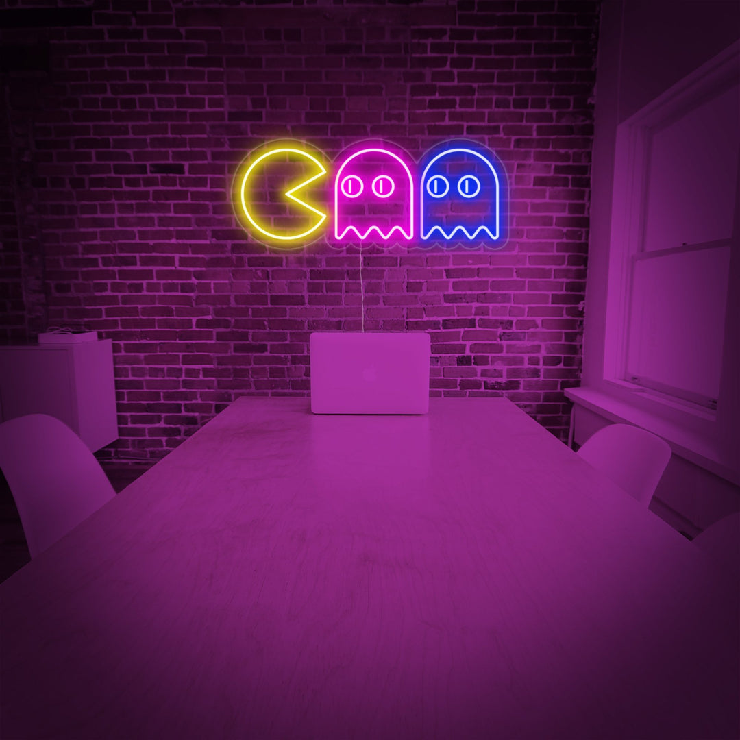 "Pacman" Neon Sign, Gamer Room Wall Art