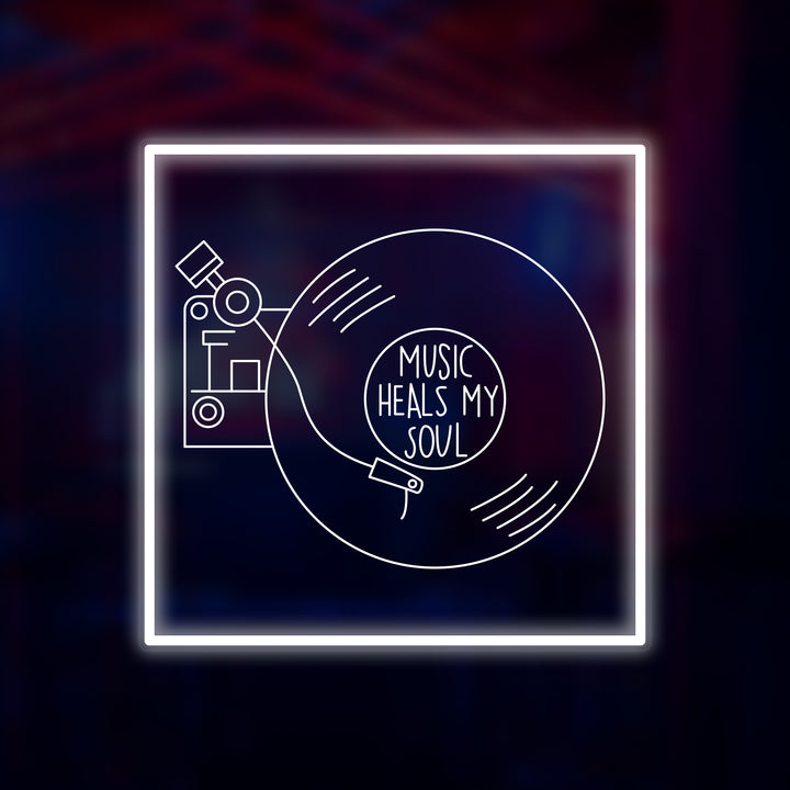 "Cool Music Heals My Soul Vinyl" Mini Neon Sign