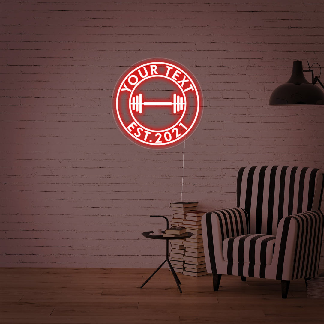 "Custom Your Text EST Gym, Custom Fitness, Custom Gym" Neon Sign