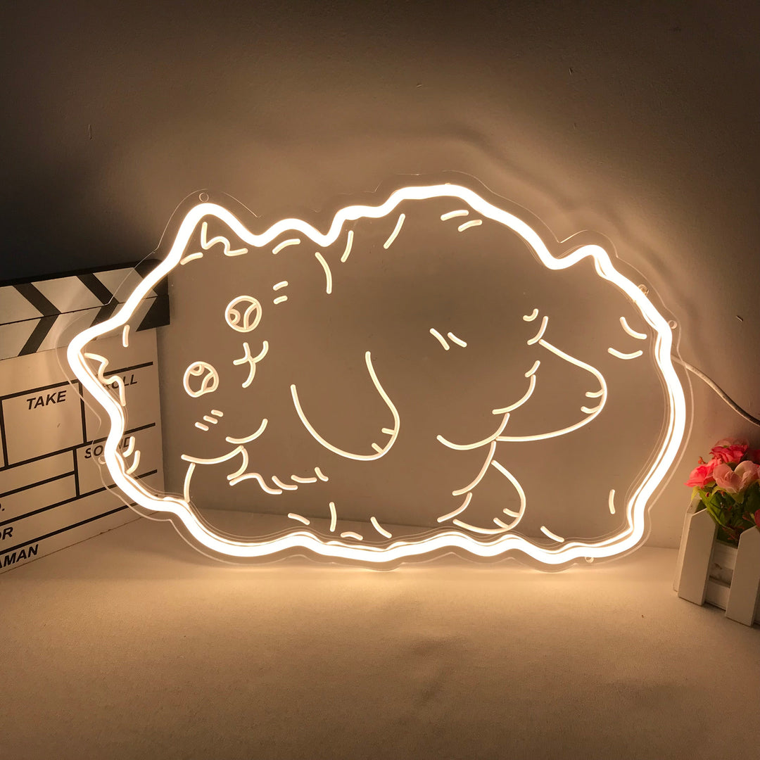"Fatty Cat, Cartoon" Mini Neon Sign