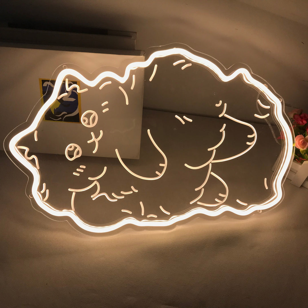"Fatty Cat, Cartoon" Mini Neon Sign