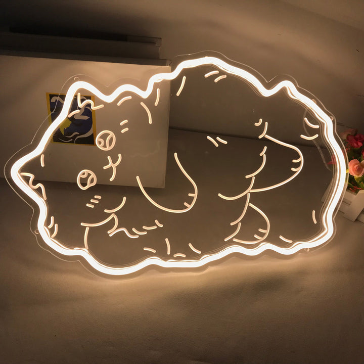 "Fatty Cat, Cartoon" Mini Neon Sign