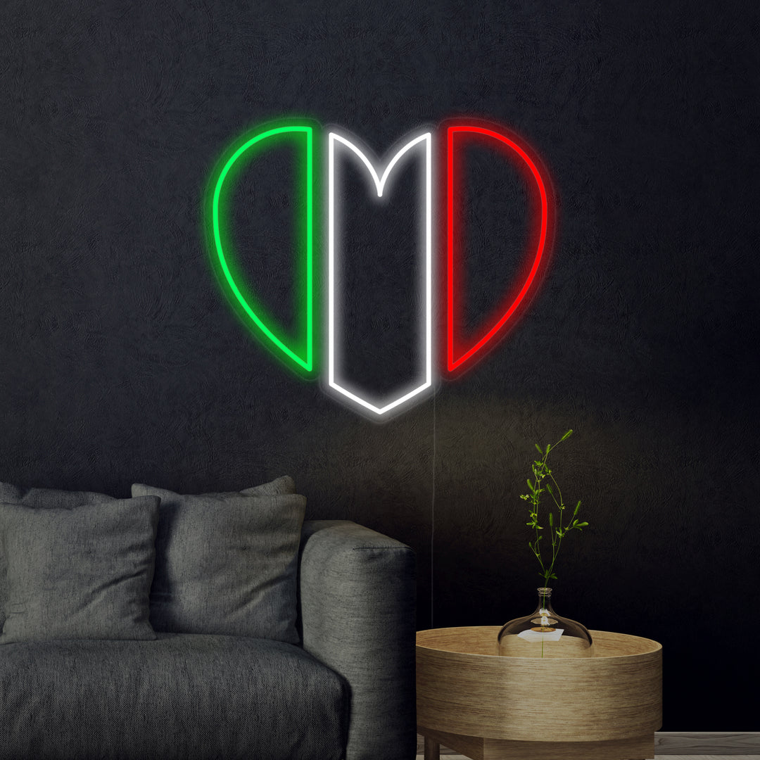 "Flag of Italy in Heart Shape" Neon Sign