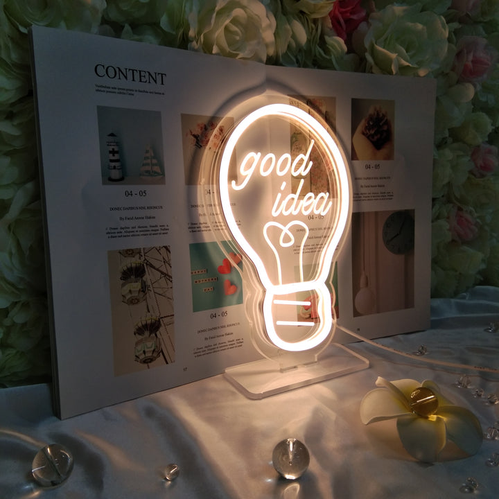 "Good Idea Bulb" Desk LED Neon Sign