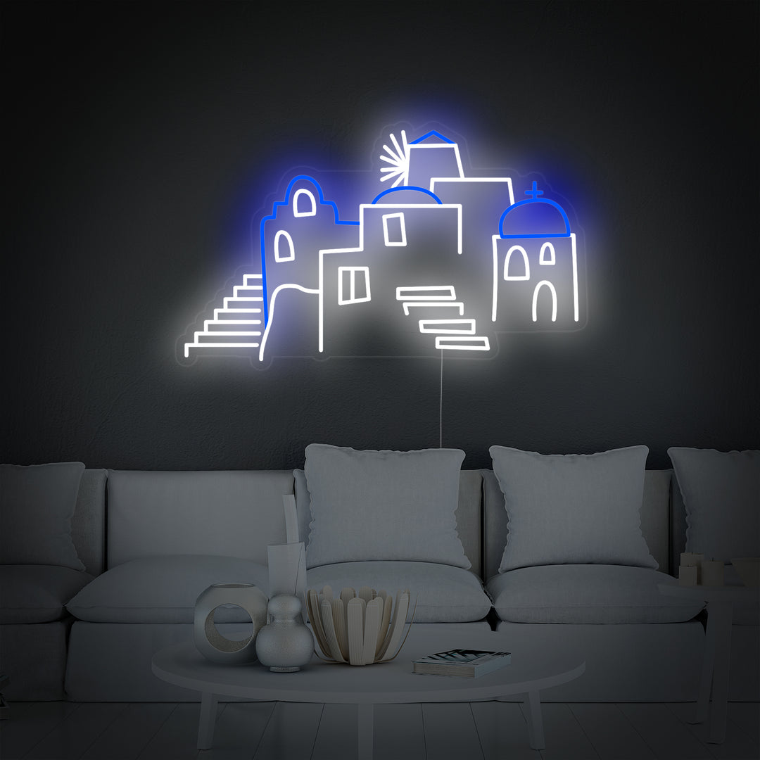"Greece Domes of Santorini" Neon Sign