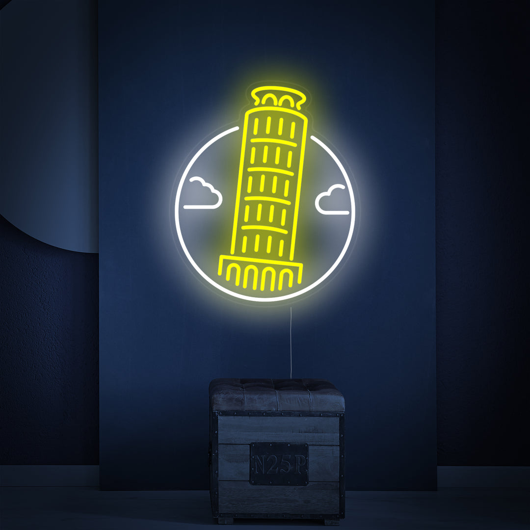 "Italy Leaning Tower of Pisa" Neon Sign