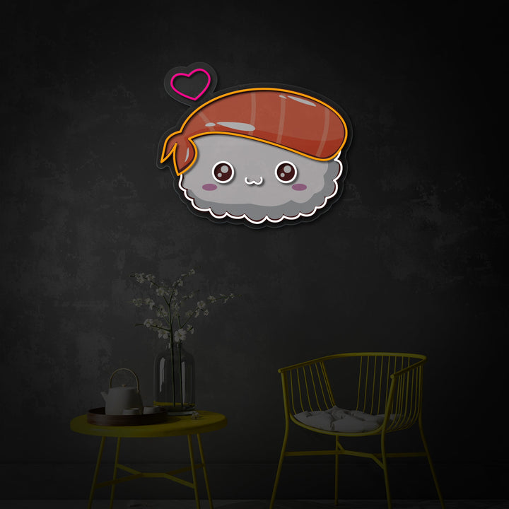 "Kawaii Sushi, Japanese Food" UV Print LED Neon Sign