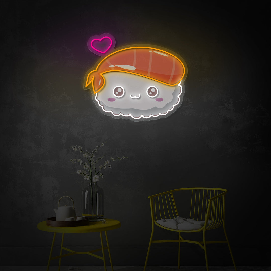 "Kawaii Sushi, Japanese Food" UV Print LED Neon Sign