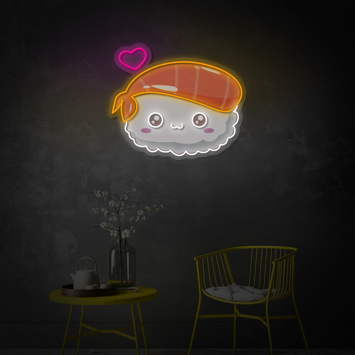"Kawaii Sushi, Japanese Food" UV Print LED Neon Sign