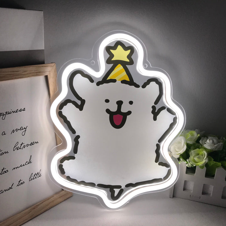 "Line Puppy Maltese, Cartoon" Mini Neon Sign