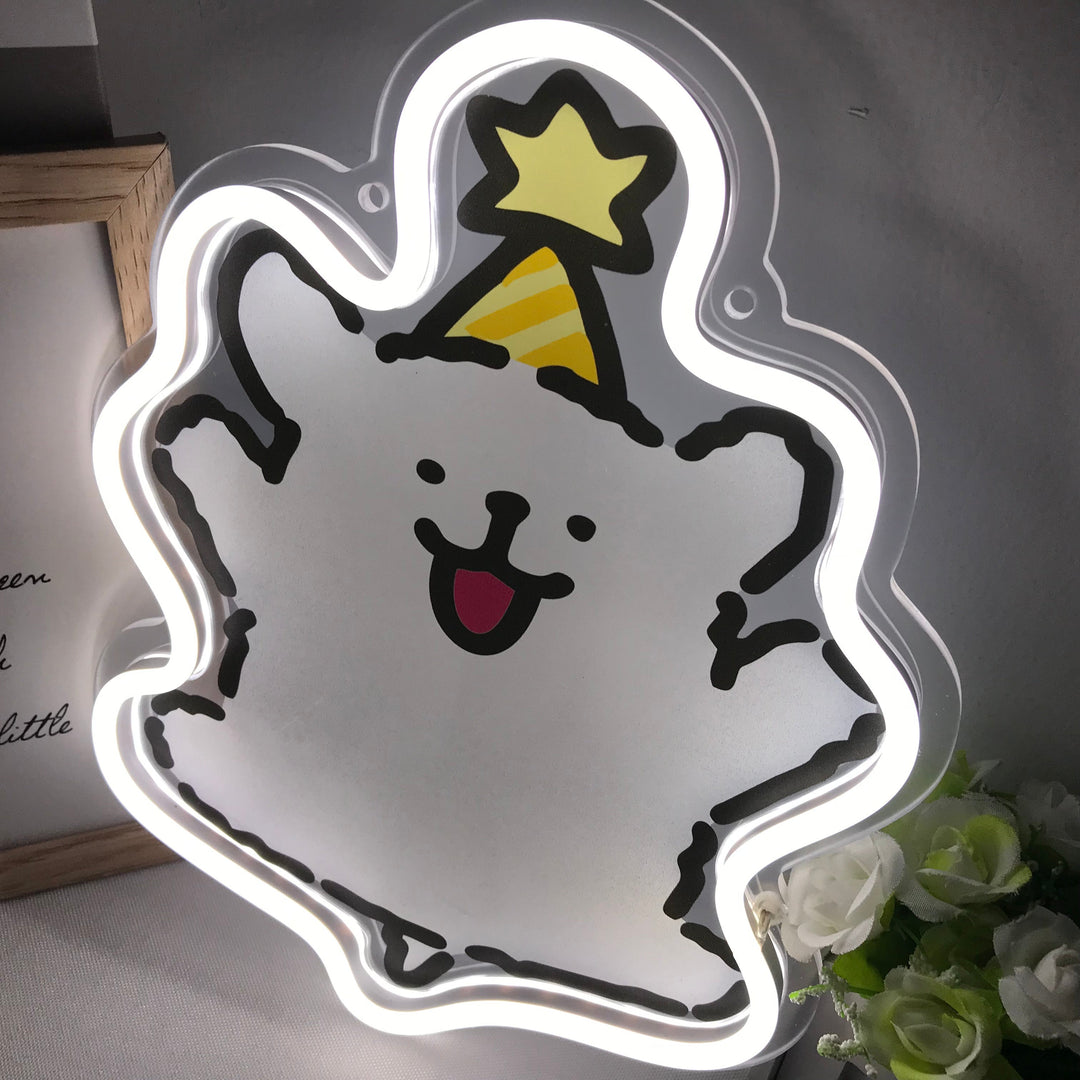 "Line Puppy Maltese, Cartoon" Mini Neon Sign