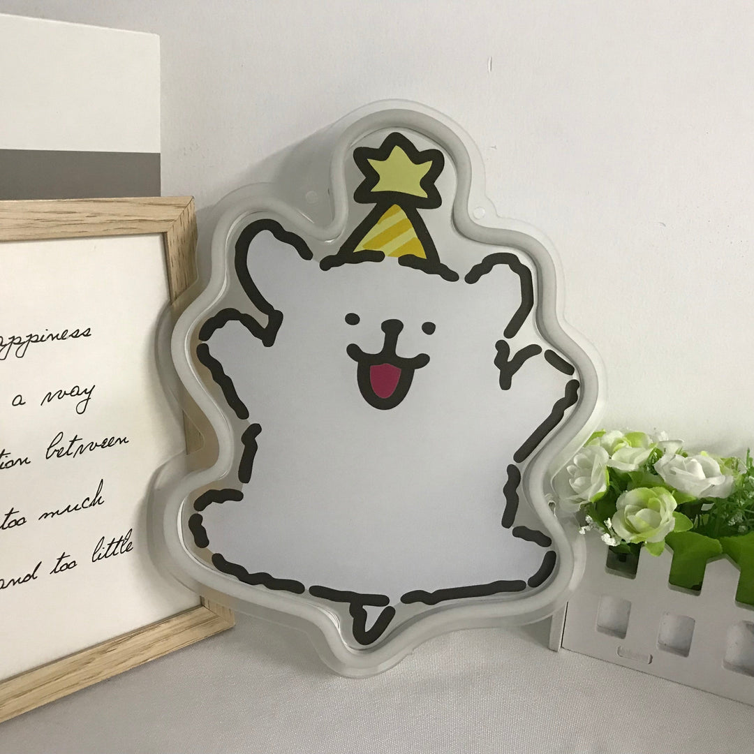 "Line Puppy Maltese, Cartoon" Mini Neon Sign