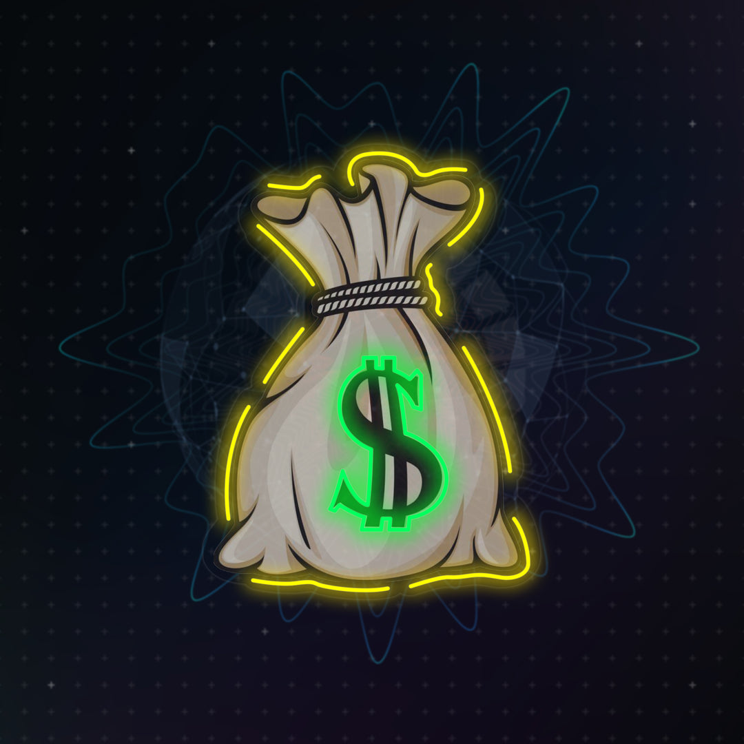 Money Bag UV Print Neon Sign