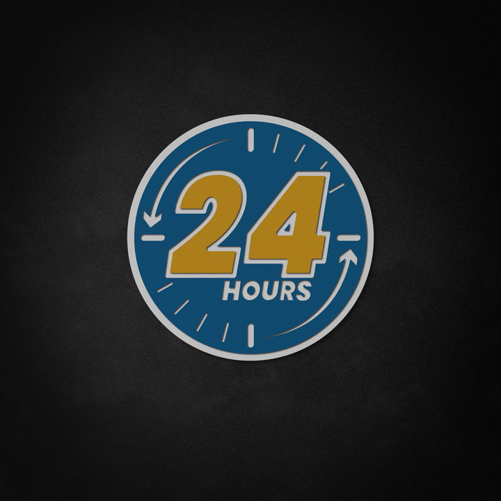 "Open 24 Hours" Neon Like Sign