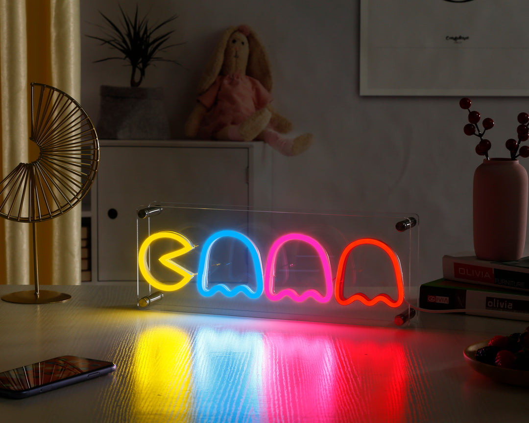 "Pac-Ghost" Desk LED Neon Sign